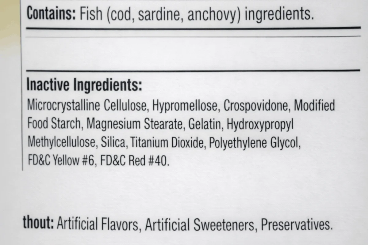  برچسب روی مکمل Inactive Ingredients