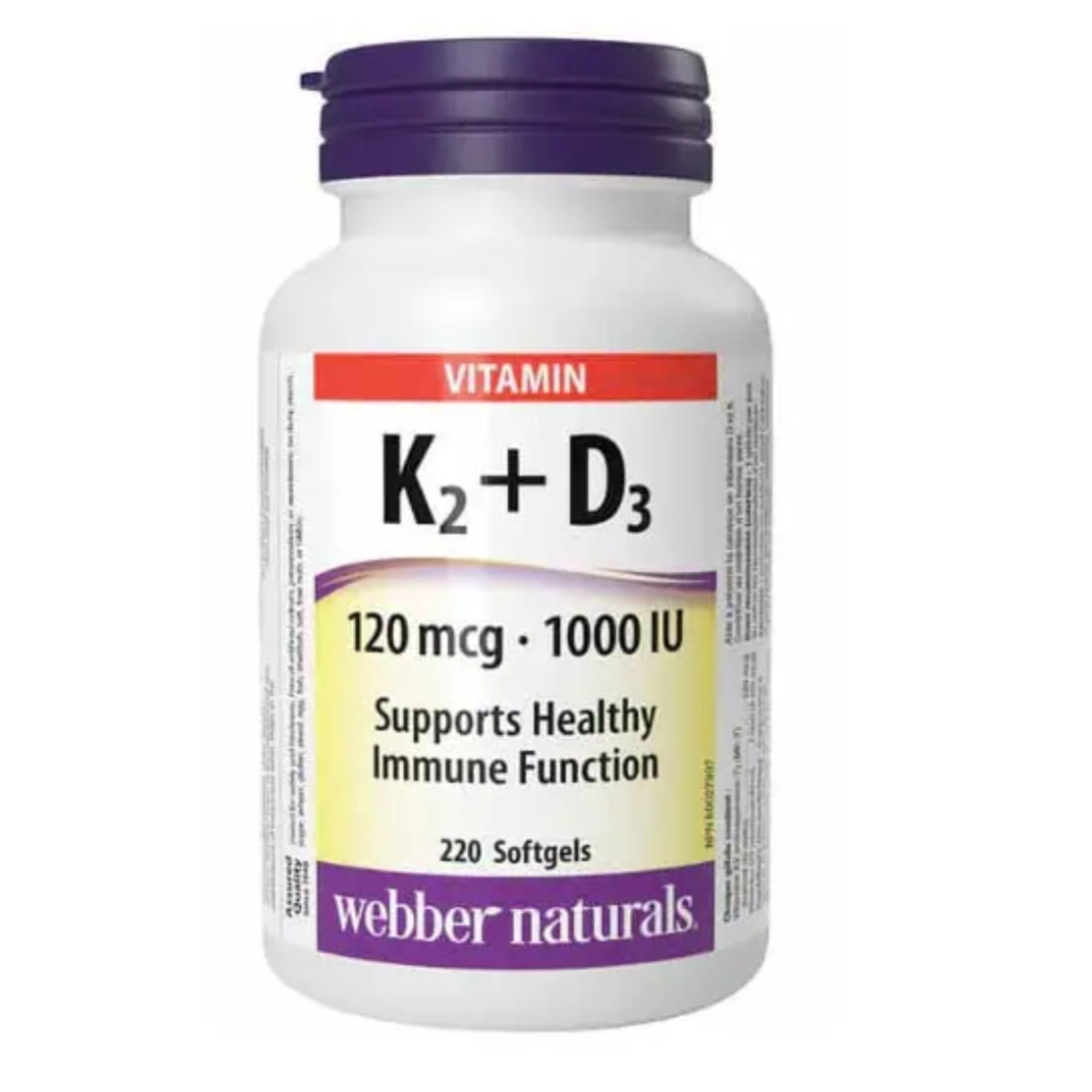ویتامین D3 و K2 وبر نچرالز 220عددی| Webber Naturals K2 +D3